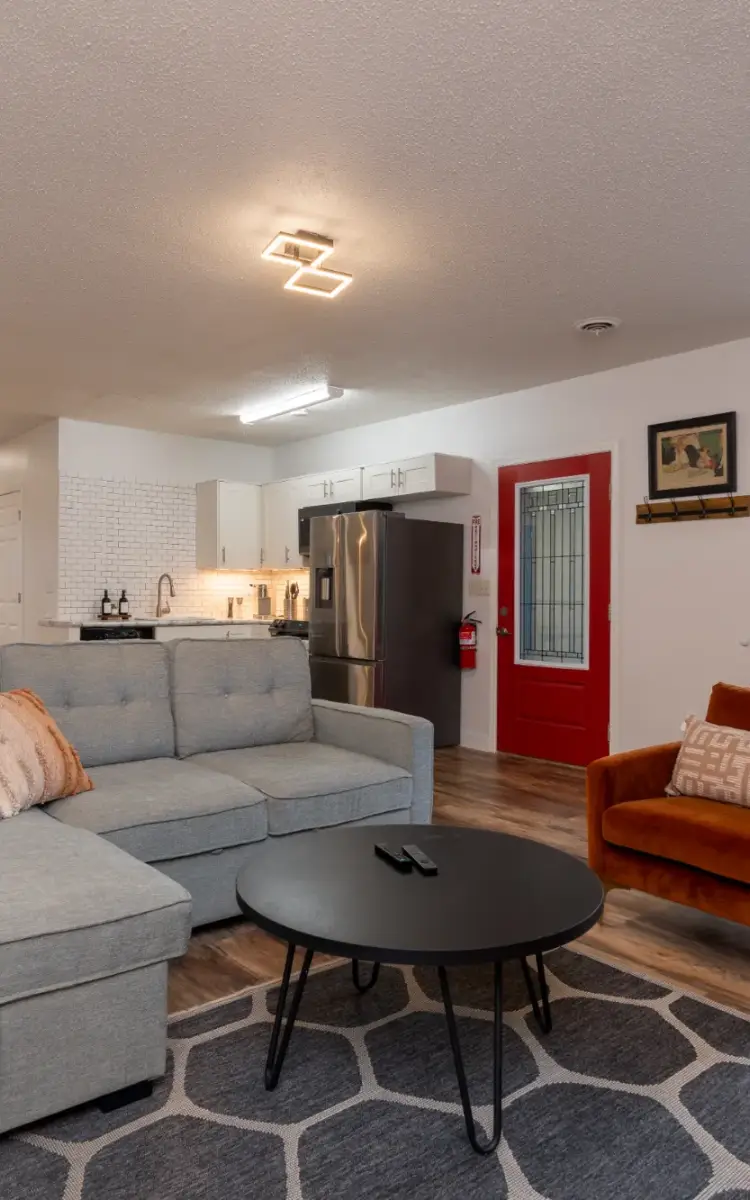 Living room and kitchen at Somerset Nest